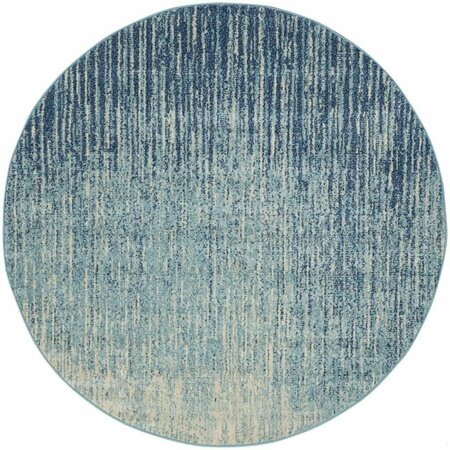 HOMEROOTS 5 ft. Round Navy & Light Blue Abstract Area Rug 385285